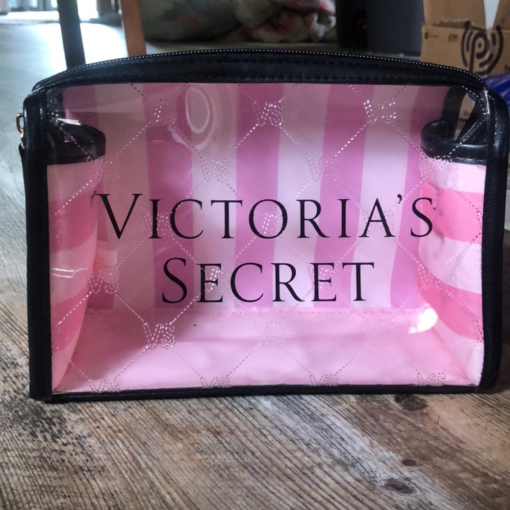 Victoria Secret cosmetic Makeup bag Clear Pink sm